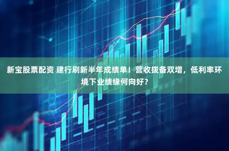 新宝股票配资 建行刷新半年成绩单！营收拨备双增，低利率环境下业绩缘何向好？